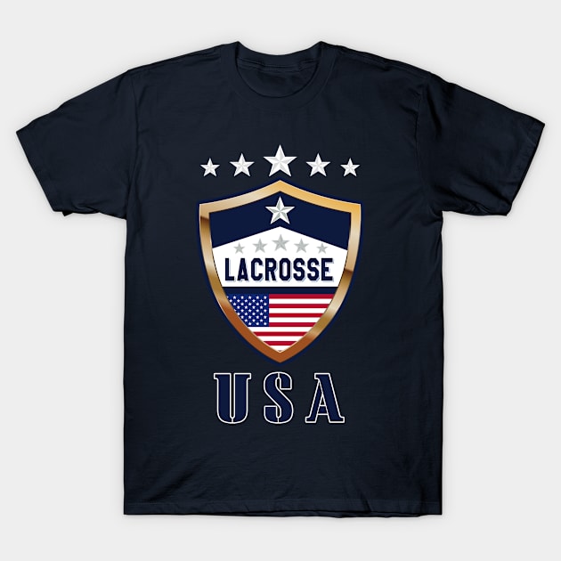 USA Lacrosse Shield Emblem T-Shirt by ferms82